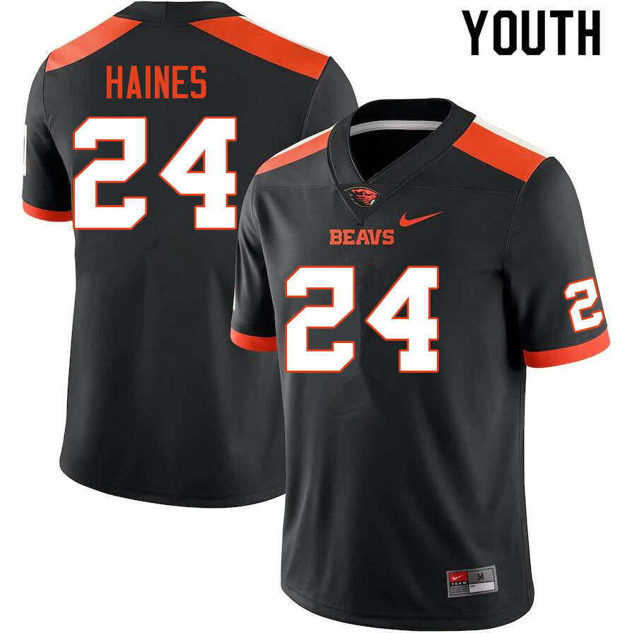 Youth #24 Gavin Haines Oregon State Beavers College Football Jerseys Sale-Black